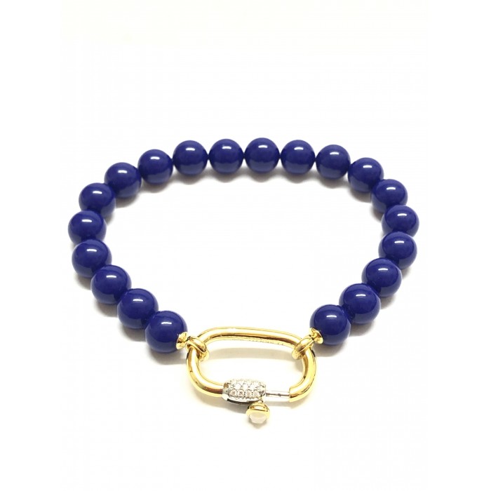 pulsera plata dorada imit. lapis-lazuli