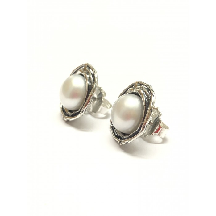 pendientes plata perla