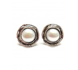 pendientes plata perla