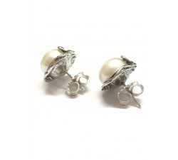 pendientes plata perla