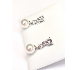 pendientes plata circonita perla imit.