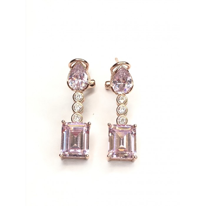 pendientes plata rosa cir color