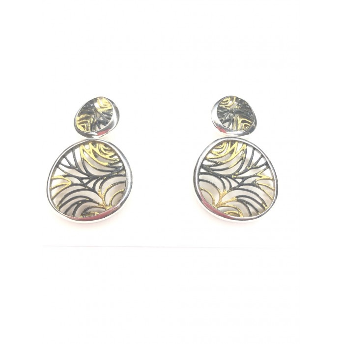 pendientes plata OCEAN pigmento oro brillo