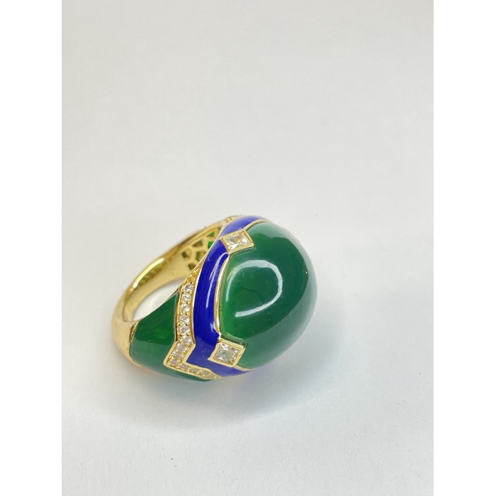 sortija laton dorado esmalte y circonitas