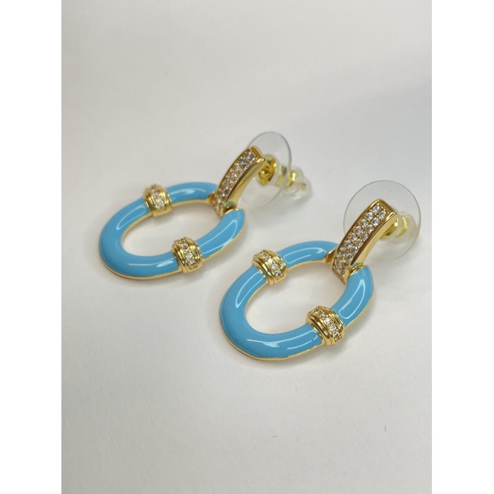 pendientes laton dorado esmalte