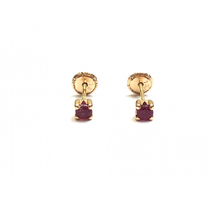 Pendientes oro rubí pequeño