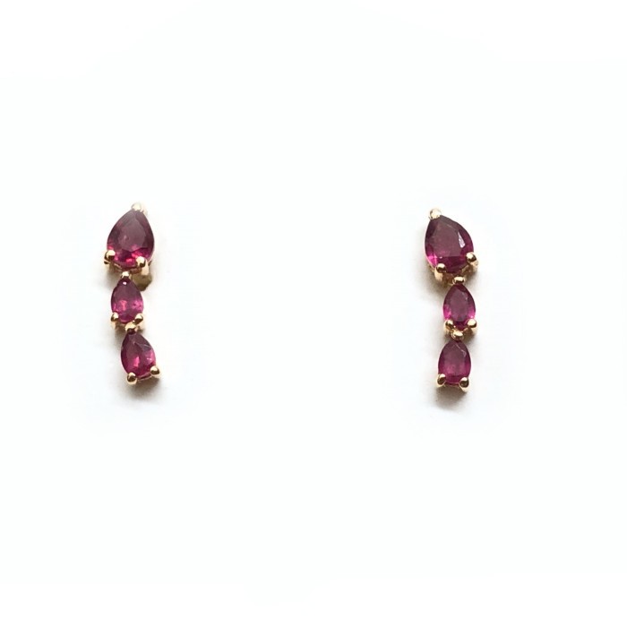 pendientes oro rosa rubis